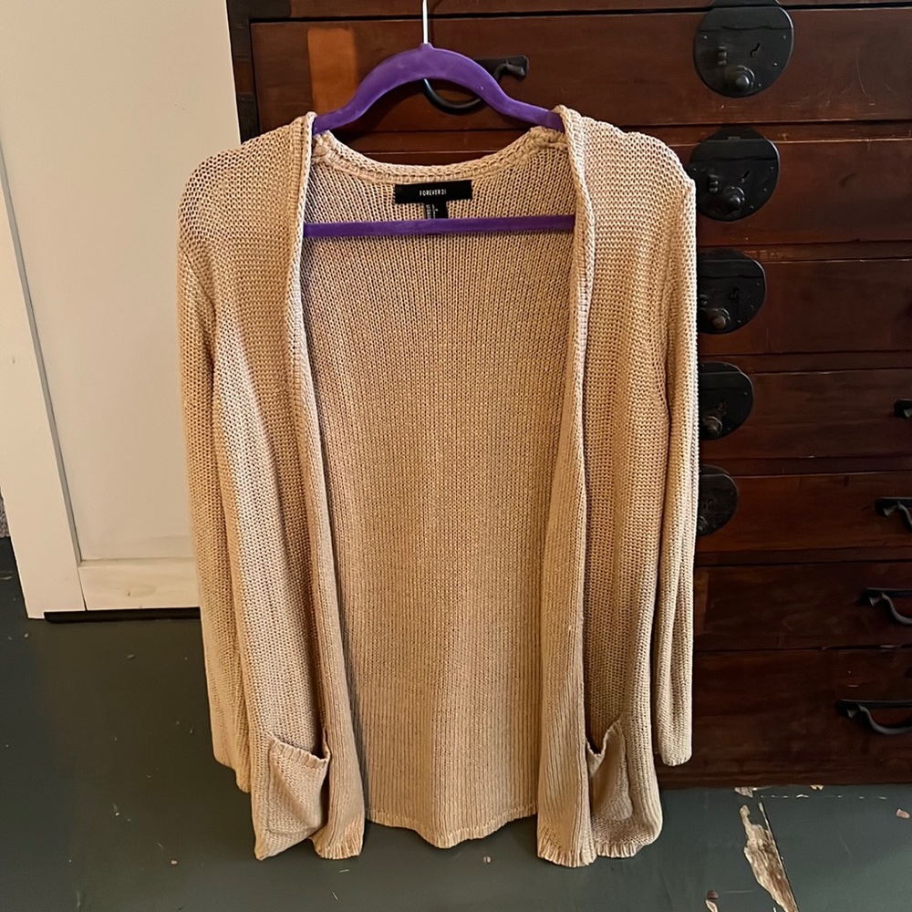 Tan knit oversized cardigan